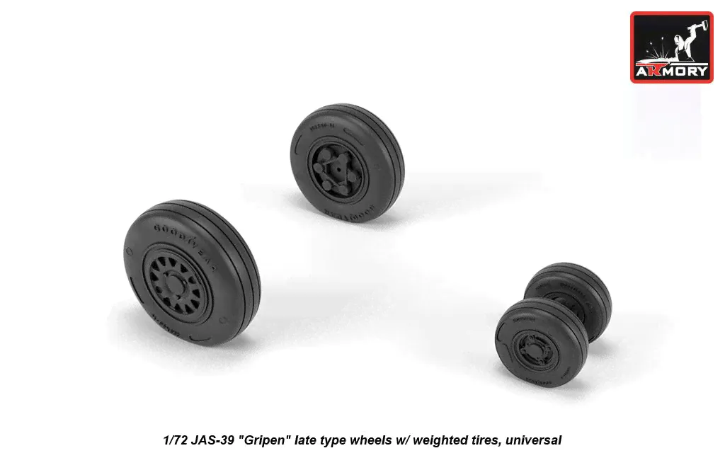 1/72 JAS-39 Gripen wheels w/ weighted tires, late-0