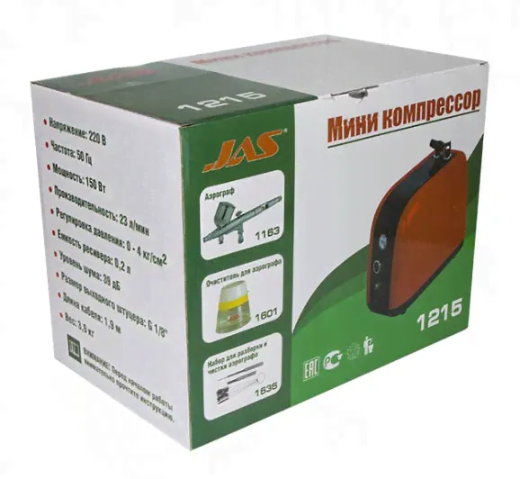 JAS 1215 Компрессор с регулятором давления, автоматика, ресивер 0, 2 л-0